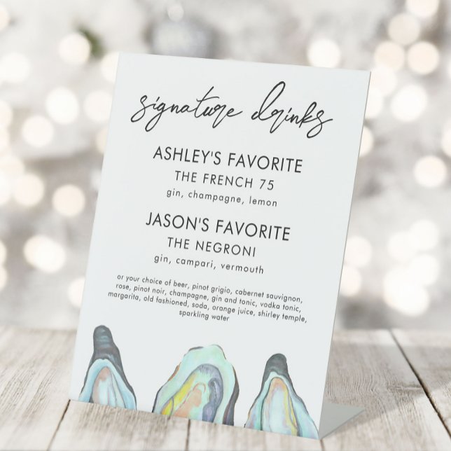 Signe De Table Oyster Wedding Signature Drinks Sign, Cocktail (Créateur téléchargé)