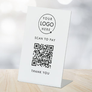 Signe De Table Paiement de code QR Analyse sans contact du logo