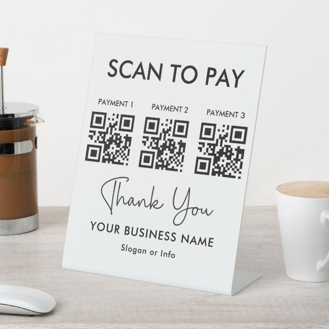 Signe De Table Paiement de code QR | Analyser pour payer blanc af (In SItu)