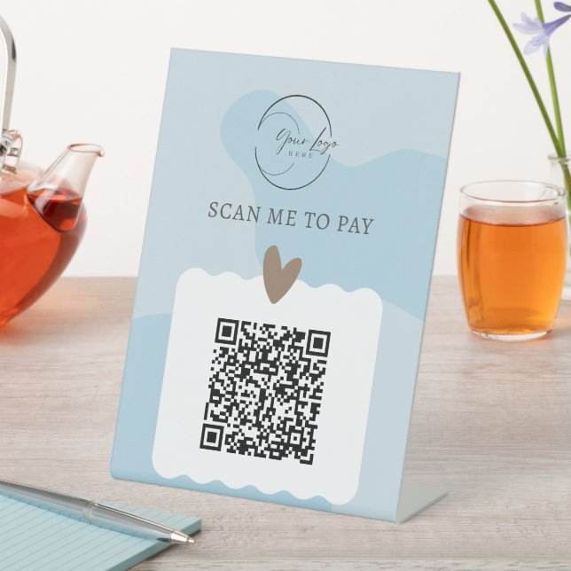 Signe De Table Paiement de code QR bleu clair pour professionnel (In SItu)