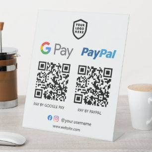 Signe De Table Paiement de code QR   Google Pay & Paypal Analyser