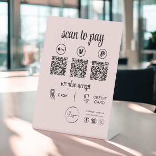 Signe De Table Paiement de code QR - Logo d'entreprise de numéris