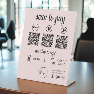 Signe De Table Paiement de code QR - Logo d'entreprise de numéris