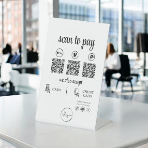Signe De Table Paiement de code QR - Logo d'entreprise de numéris