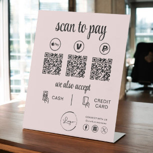 Signe De Table Paiement de code QR - Logo d'entreprise de numéris