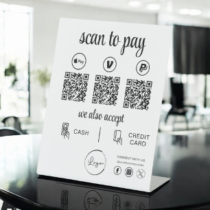 Signe De Table Paiement de code QR - Logo d'entreprise de numéris