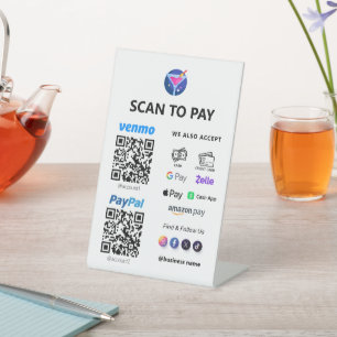 Signe De Table Paiement de code QR multiple Analyse blanche pou