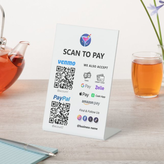 Signe De Table Paiement de code QR multiple | Analyse blanche pou (In SItu)