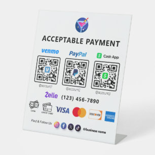 Signe De Table Paiement de code QR multiple Balayage blanc pour