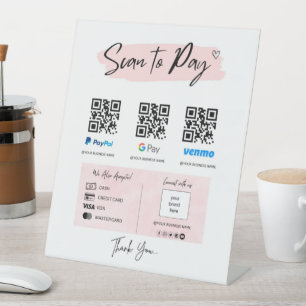Signe De Table Paiement de code QR Numériser pour payer le sign