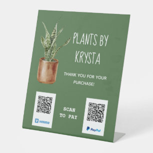 Signe De Table Paiement de code QR personnalisable du Plante de c