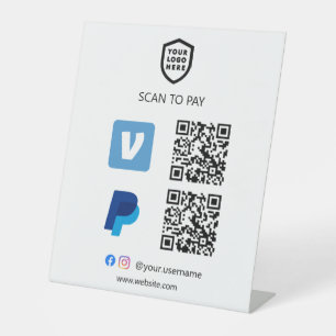 Signe De Table Paiement de code QR   venmo & Paypal Analyser pour