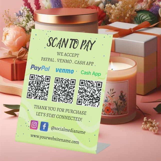 Signe De Table Paiement de code QR | Venmo Paypal CashApp to Pay  (Créateur téléchargé)