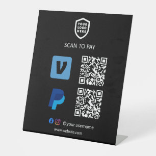 Signe De Table Paiement de code QR   venmo & Paypal Scan pour pay