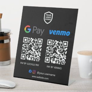 Signe De Table Paiement de code QR Venmo & Paypal Scan pour pay