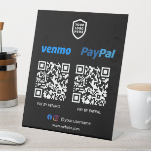 Signe De Table Paiement de code QR Venmo & Paypal Scan pour pay