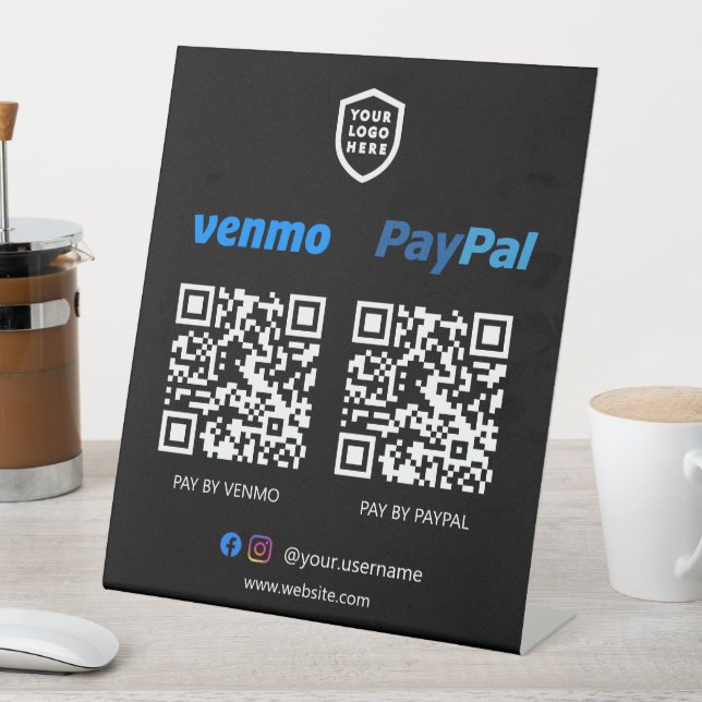 Signe De Table Paiement de code QR | Venmo & Paypal Scan pour pay (In SItu)