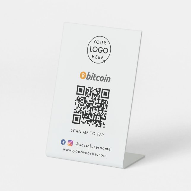 Signe De Table Paiement du code QR Bitcoin | Analyser pour payer  (Recto)