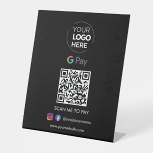 Signe De Table Paiement du code QR de Google Pay   Numériser pour