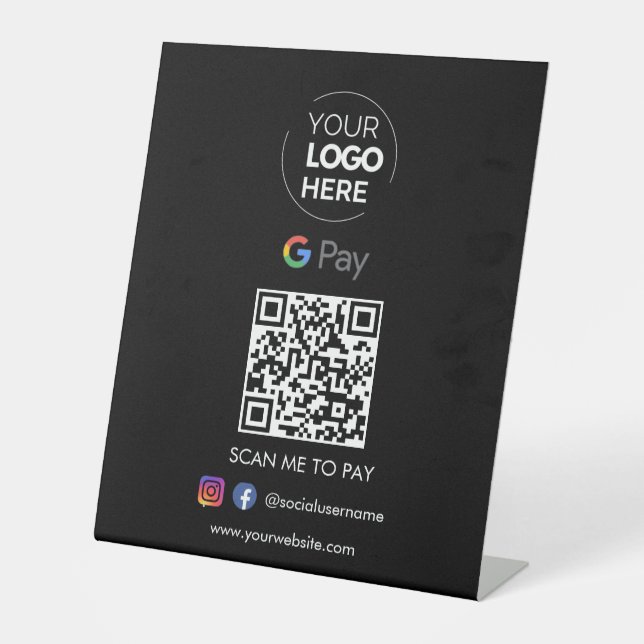 Signe De Table Paiement du code QR de Google Pay | Numériser pour (Recto)
