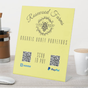 Signe De Table Paiement du code QR de la couronne d'abeilles mode