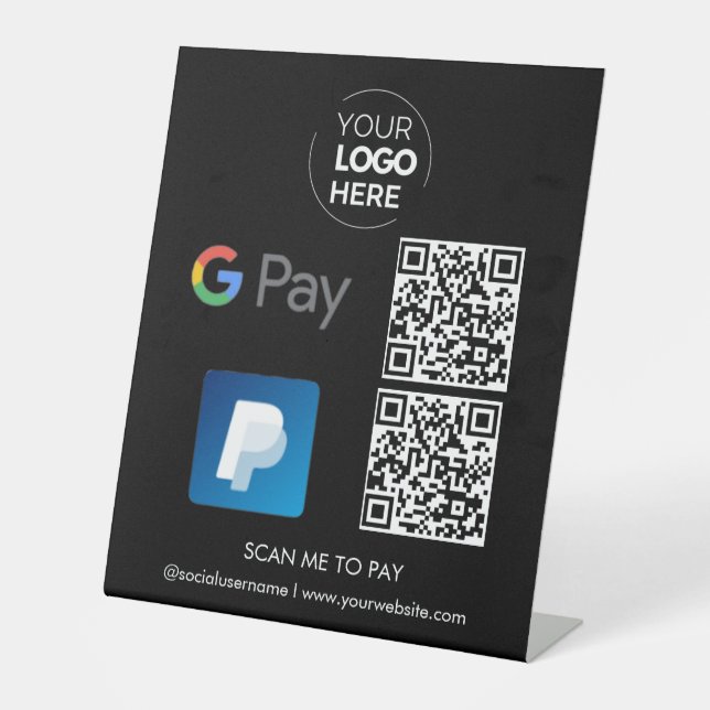 Signe De Table Paiement du code QR Paypal G | Numériser pour paye (Recto)