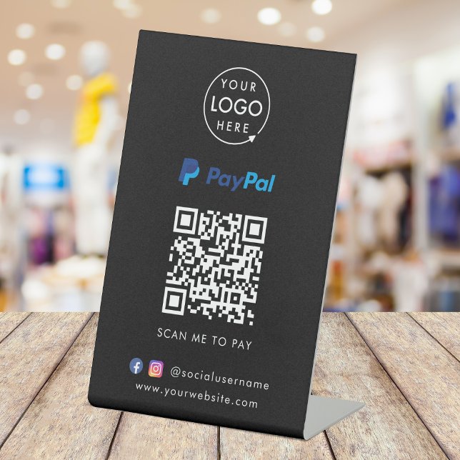Signe De Table Paiement du code QR Paypal | Numériser pour payer  (Créateur téléchargé)