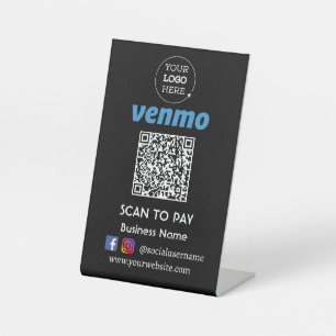 Signe De Table Paiement du code QR Venmo   Analyser pour payer