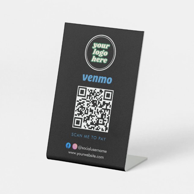 Signe De Table Paiement du code QR Venmo | Analyser pour payer le (Recto)