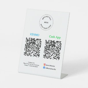 Signe De Table Paiement par Code QR - Logo de l'entreprise pour p