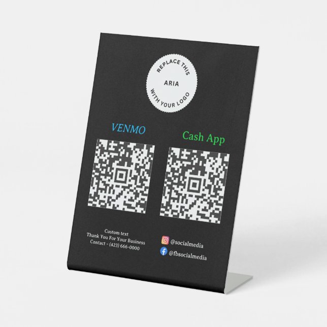 Signe De Table Paiement par code QR - Logo d'entreprise pour paye (Recto)