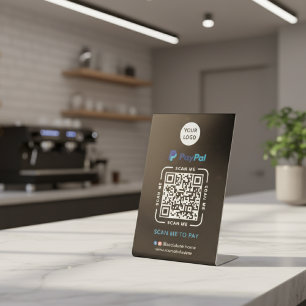 Signe De Table Paiement par code QR Paypal Scannez pour payer l