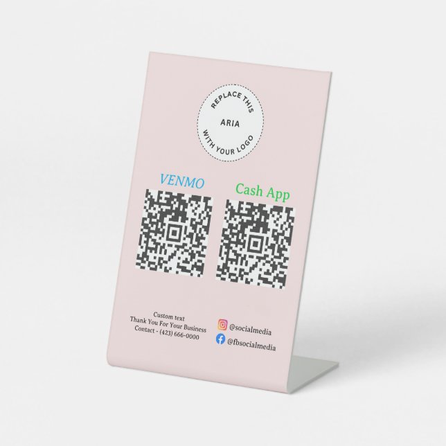 Signe De Table Paiement par code QR - Scanner pour payer le logo  (Recto)