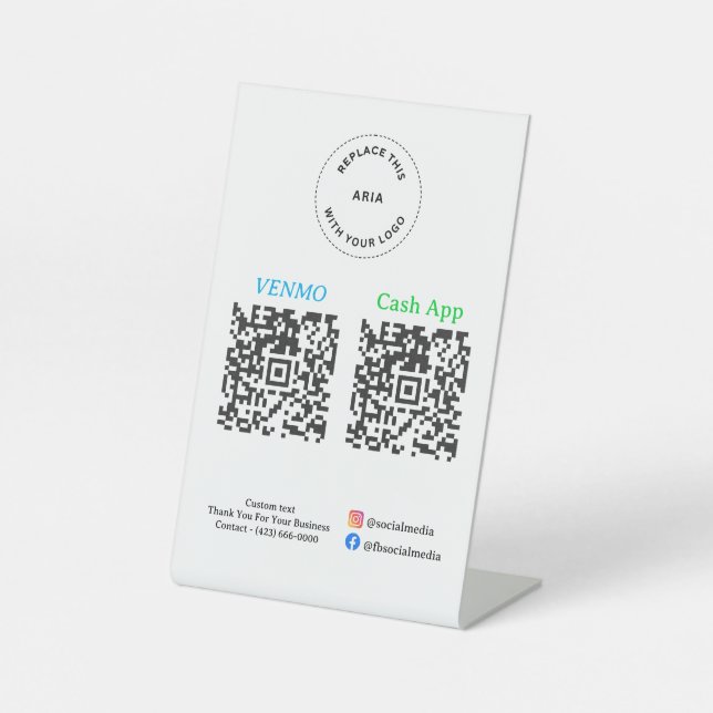 Signe De Table Paiement par code QR - Scanner pour payer le logo  (Recto)