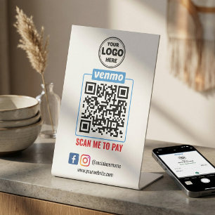 Signe De Table Paiement par code QR Venmo Scannez pour payer l'