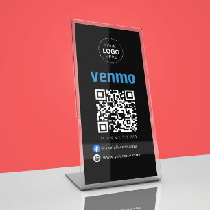 Signe De Table Paiement par code QR Venmo Scannez pour payer le
