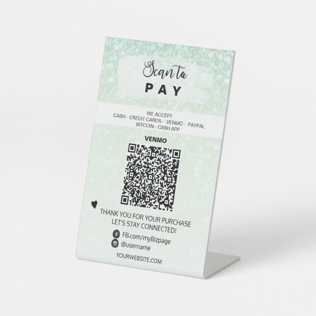 Signe De Table *~* PAIEMENT QR Table supérieure Tente Piéton Sign (Recto)