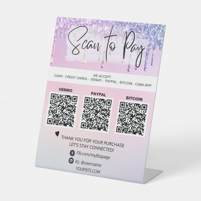 Signe De Table *~* PAIEMENT QR - Table Tente de table Pedestal (Recto)