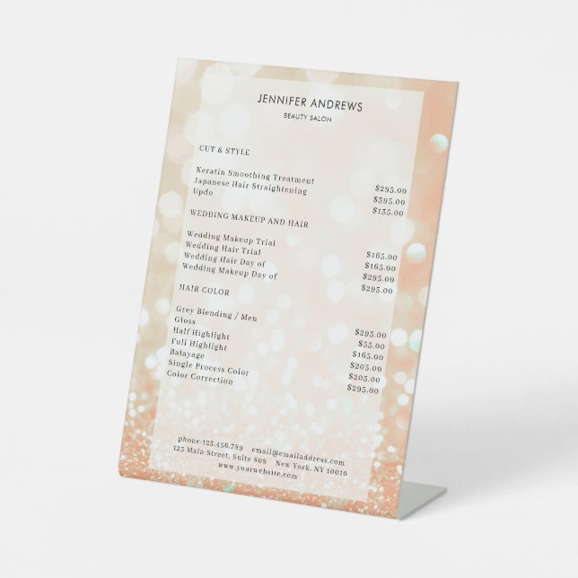 Signe De Table Paillette moderne Salon Price (Recto)
