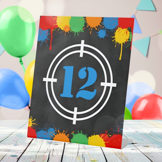 Signe De Table Paintball Splatt Anniversaire Âge Garçons Signal P (Créateur téléchargé)