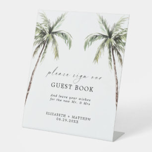 Signe De Table Palm Tree Tropical   Livre d'invité Mariage minima