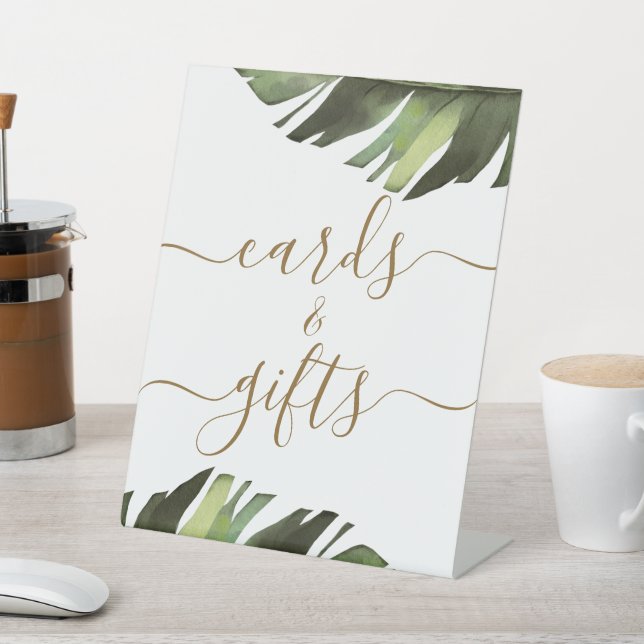Signe De Table Palm Tropical Floral Douche Cartes & Cadeaux (In SItu)