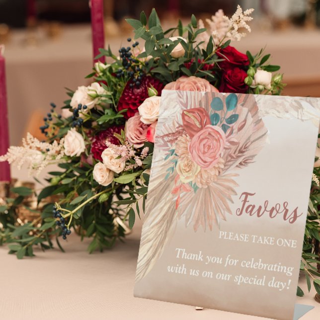Signe De Table Pampas Grass Terracotta Boho Chic Wedding Party (Créateur téléchargé)