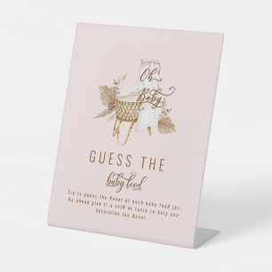Signe De Table Pampas rose Grass Guess the Baby Food Sign II