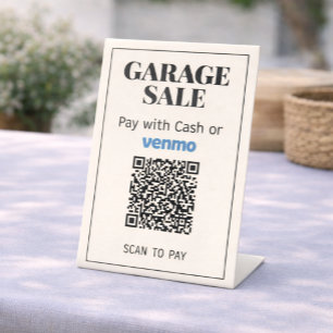 Signe De Table Pancarte de code QR pour vente de garage   Paiemen