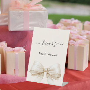 Signe De Table Pancarte de faveur en ruban de crème