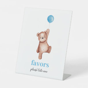 Signe De Table Pancarte de Favors de Baby Shower Garçon Ours en P