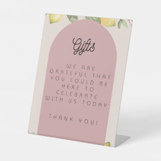 Signe De Table Pancarte de table de cadeaux au citron rose