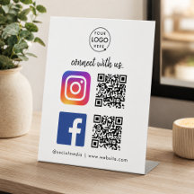Pancarte de table pour les médias sociaux | QR Ins