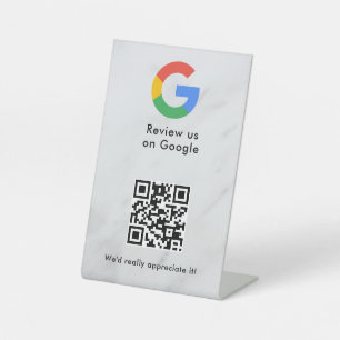 Signe De Table Pancarte de tablette de code QR de critiques Googl